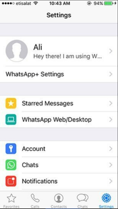 Whatsapp++ Settings Page