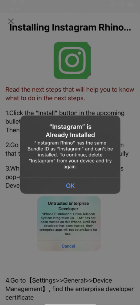 Monitor Instagram Rhino Installation on iOS