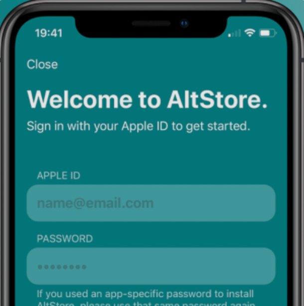 Sign In to AltStore to start the installation process