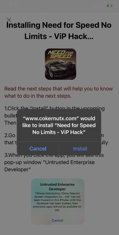 Install NFS Mod Hack on iPhone and iPad