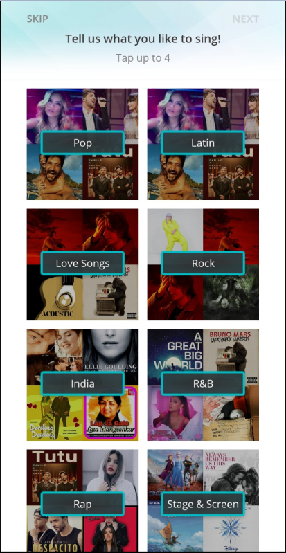 Select the Genre of your Choice on Smule App - iPhone