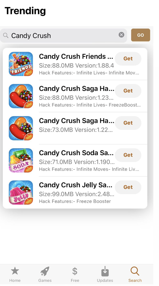 Search Candy Crush Saga Hack on iPhone - STEP